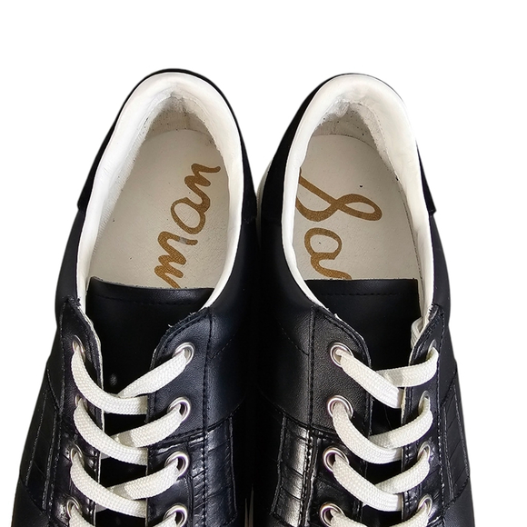 Sam Edelman Black Leather Marquette Sneakers Shoes Size 9 - Picture 5 of 15